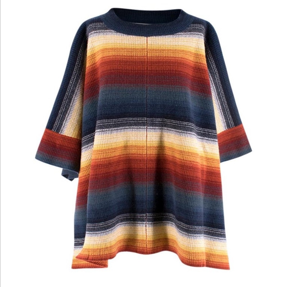 EUC Chloe Horizontal Stripe Wool/Cashmere Poncho - size XS/S - Picture 7 of 8